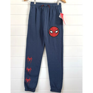 Marvel Spiderman Blue Fleece Jogger Sweatpants Youth Large NWT